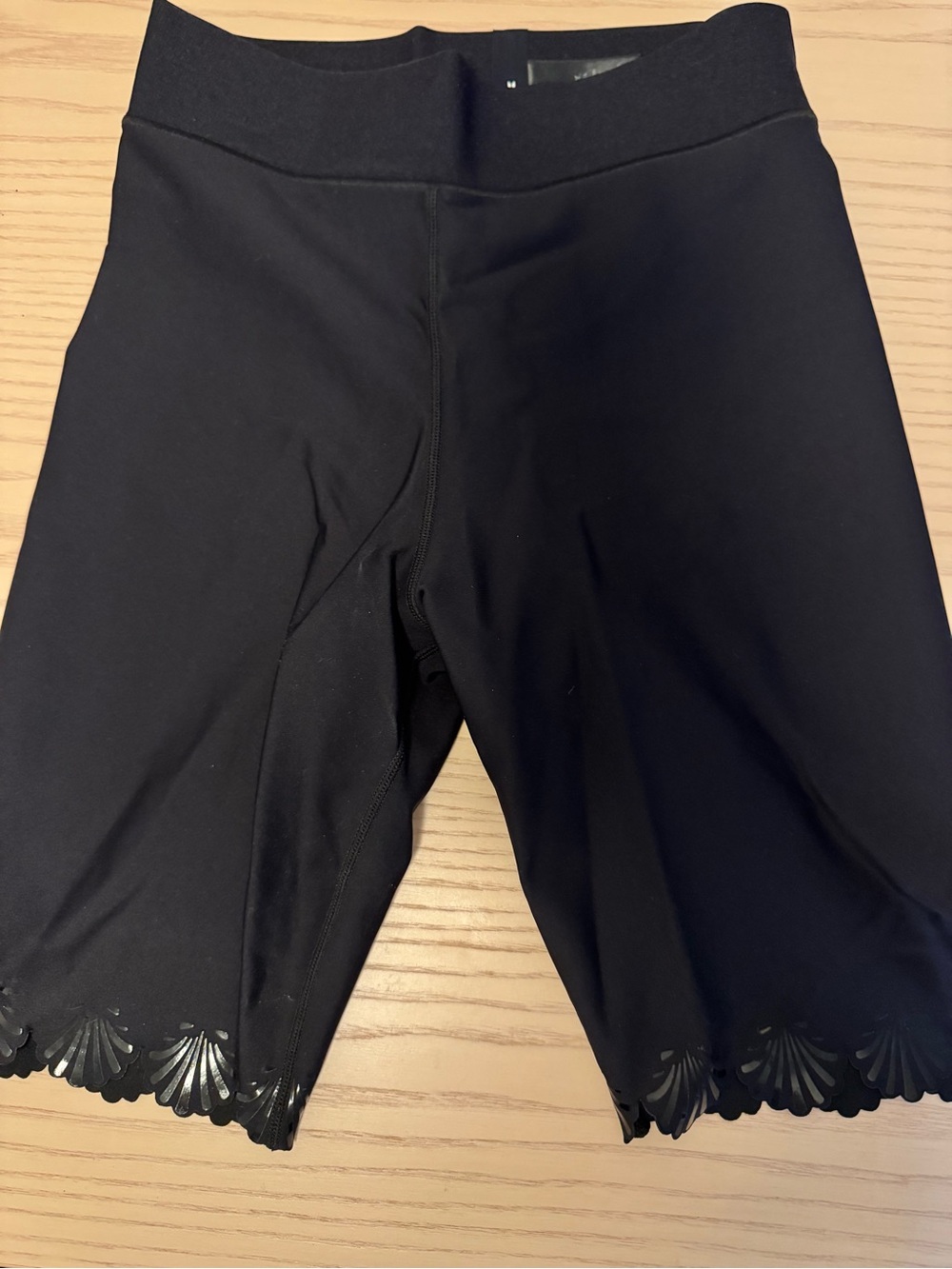 ultracor Black High-Waist Sculpting Bike Shorts with Scalloped Trim